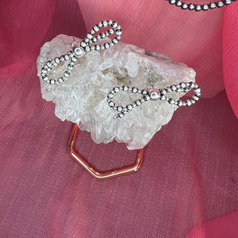 Sterling Silver Navajo Pearls, Bow Tie Earrings